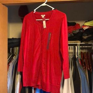 Red cardigan
